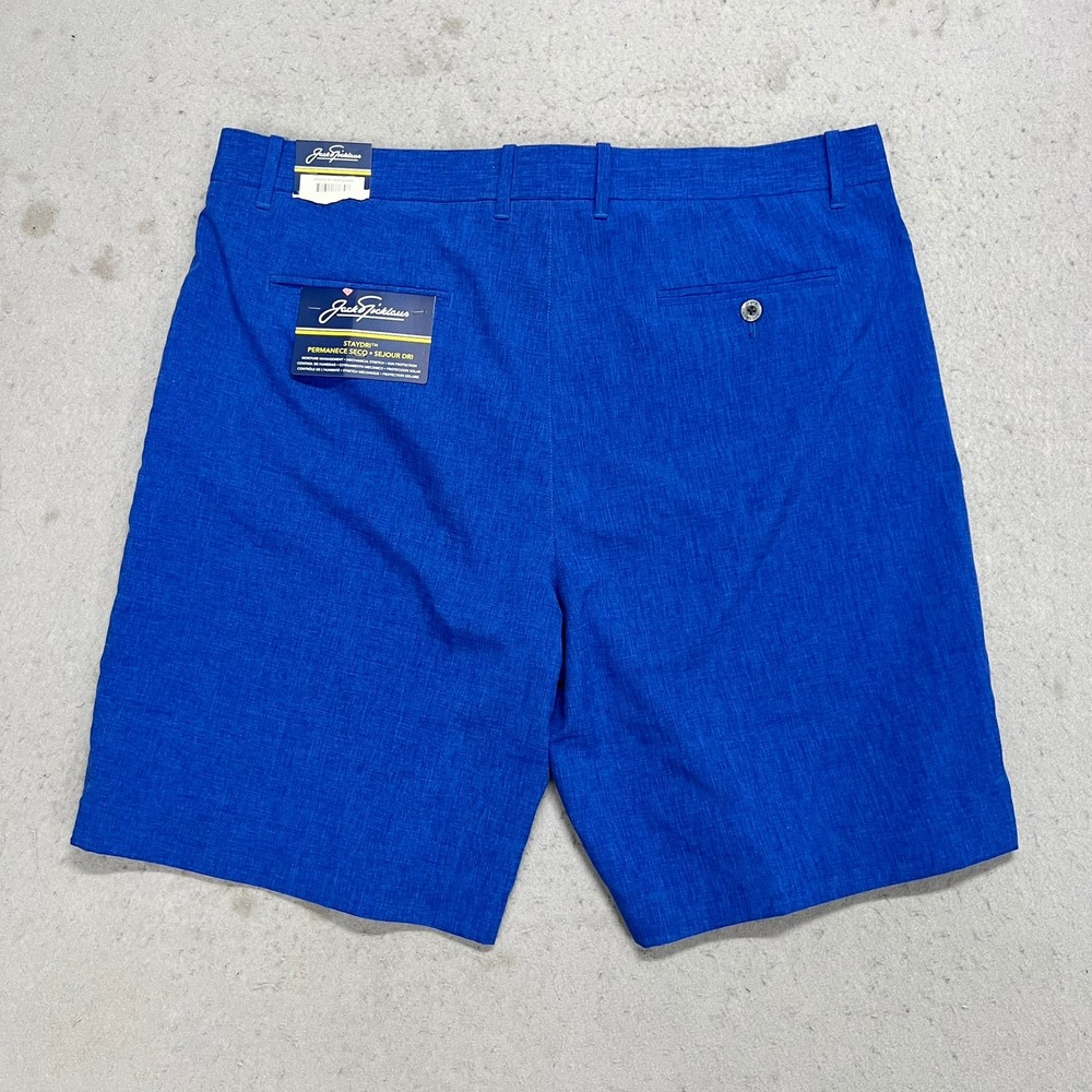 Jack Nicklaus Mens Golf Shorts 40 Blue Heather StayDri Performance Flat Front